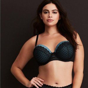 Torrid  Push-Up Demi Bra Teal & Black Lace 44D